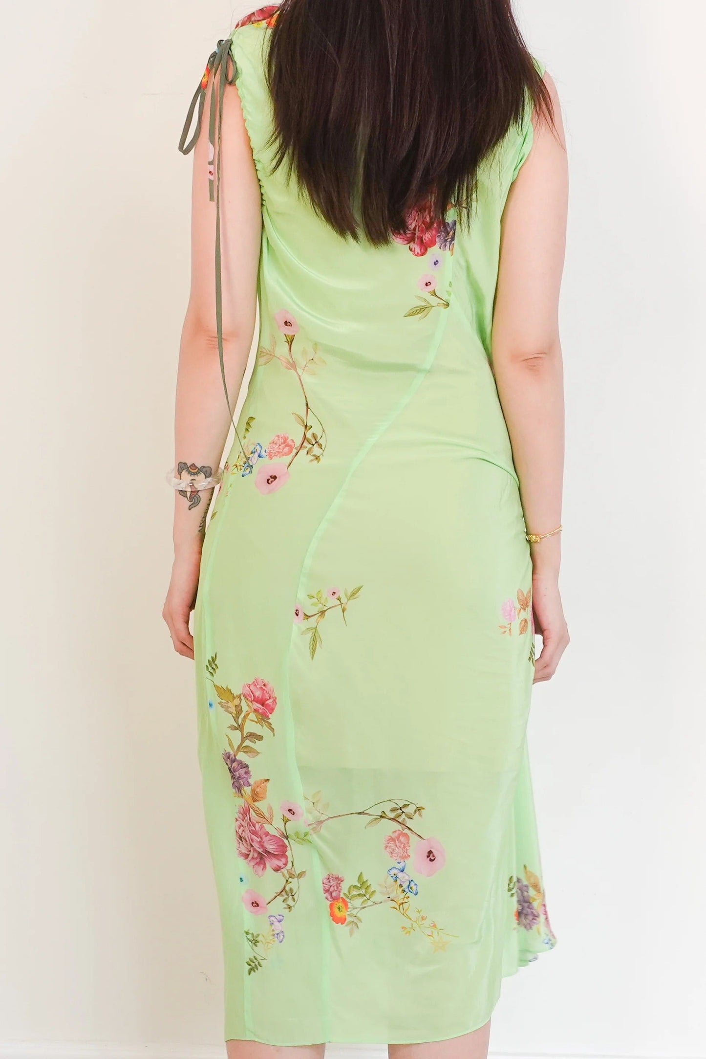 Green floral midi dress