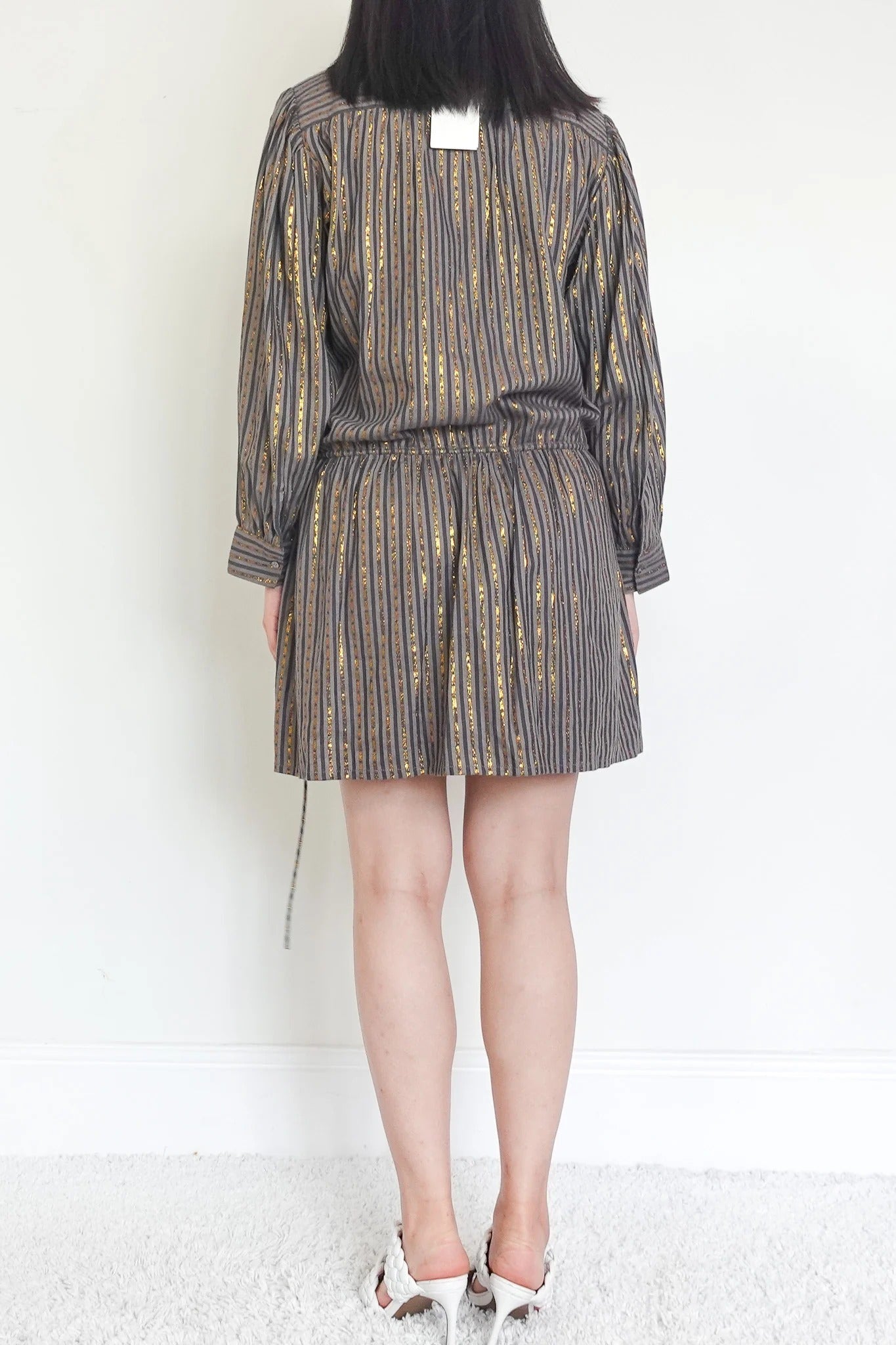 Gold detail stripe mini dress